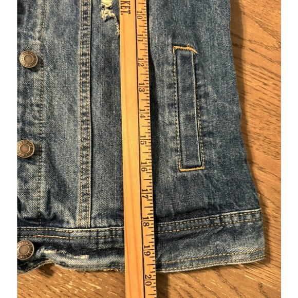 Mossimo Vest Medium Distressed Denim Blue Jean 90s Punk Skater Grunge Streetwear - Picture 2 of 8